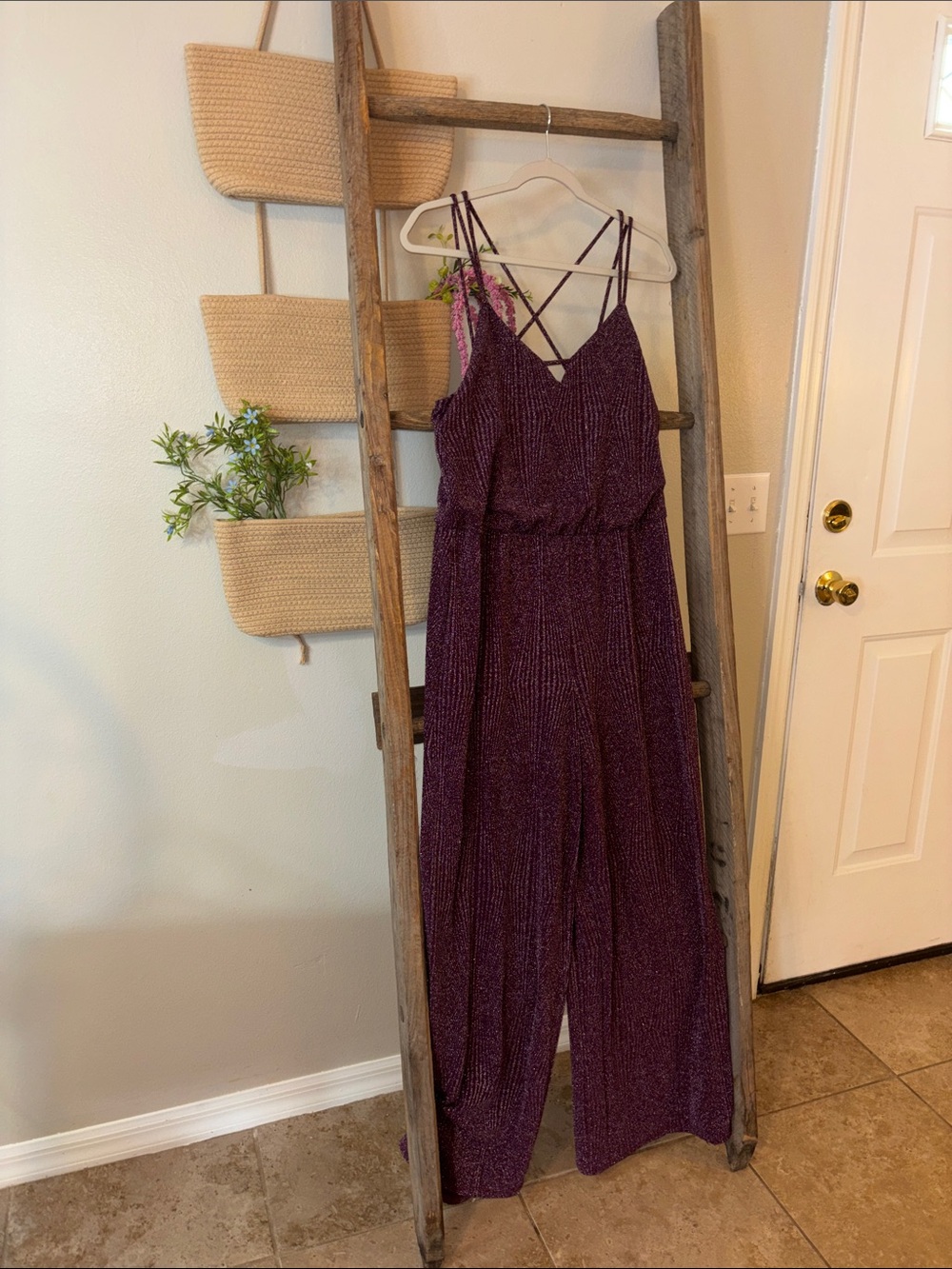 Women's burgandy Strappy Jumpsuit